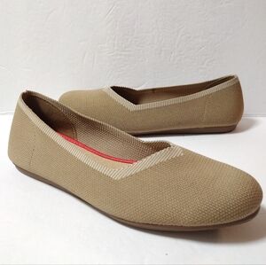 Seven 7 Women's Slip-On Shoes Knit Rounded-Toe Ballet Slide Flat Loafers Beige 8